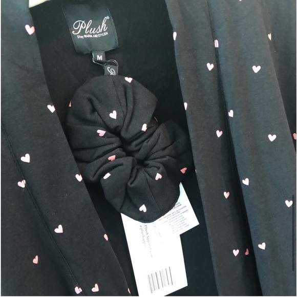 Plush Apparel Fleece Heart Print Robe NW T - Picture 8 of 13